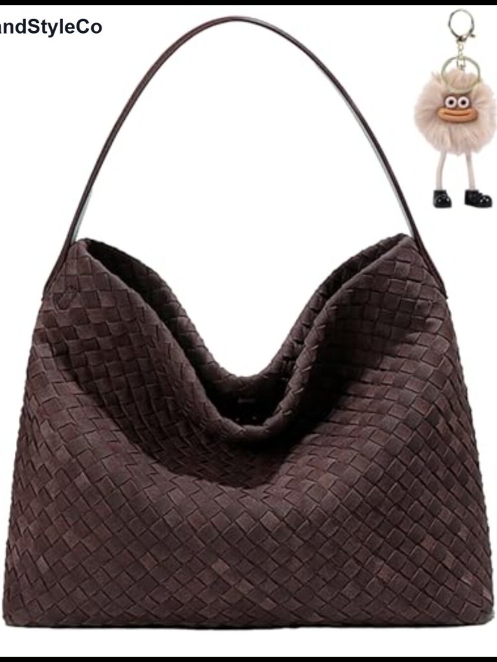 Woven Suede Hobo Bag Slouchy Shoulder Crossbody Tote for Women Work Travel
